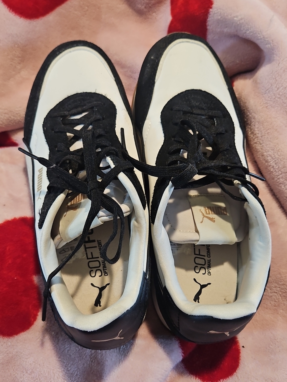 Puma Women's Black and White Lace-Up Sneakers